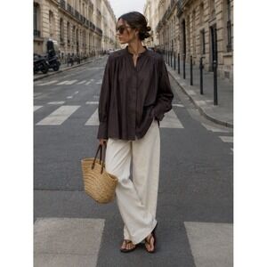 Sundays We Are Sundays Tayeshirt Chocolate Brown Blouse NWT M Silk Cotton $266